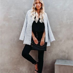 VICI pocketed heather grey coat